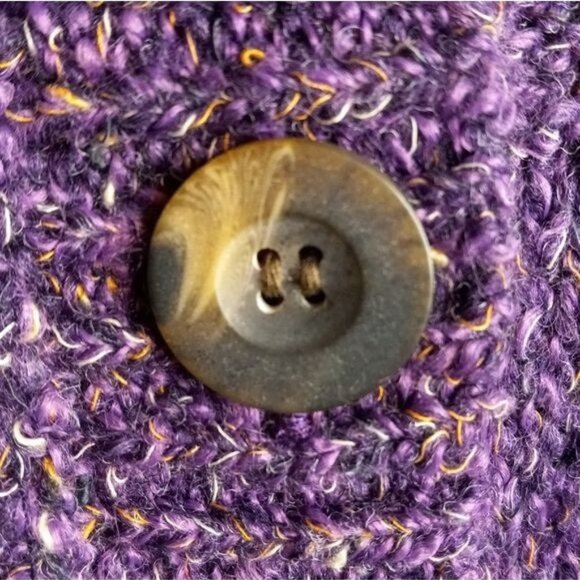 Charter Club Size M Cardigan Sweater Purple Knit Short Sleeve Acrylic Wool Blend - Picture 6 of 8